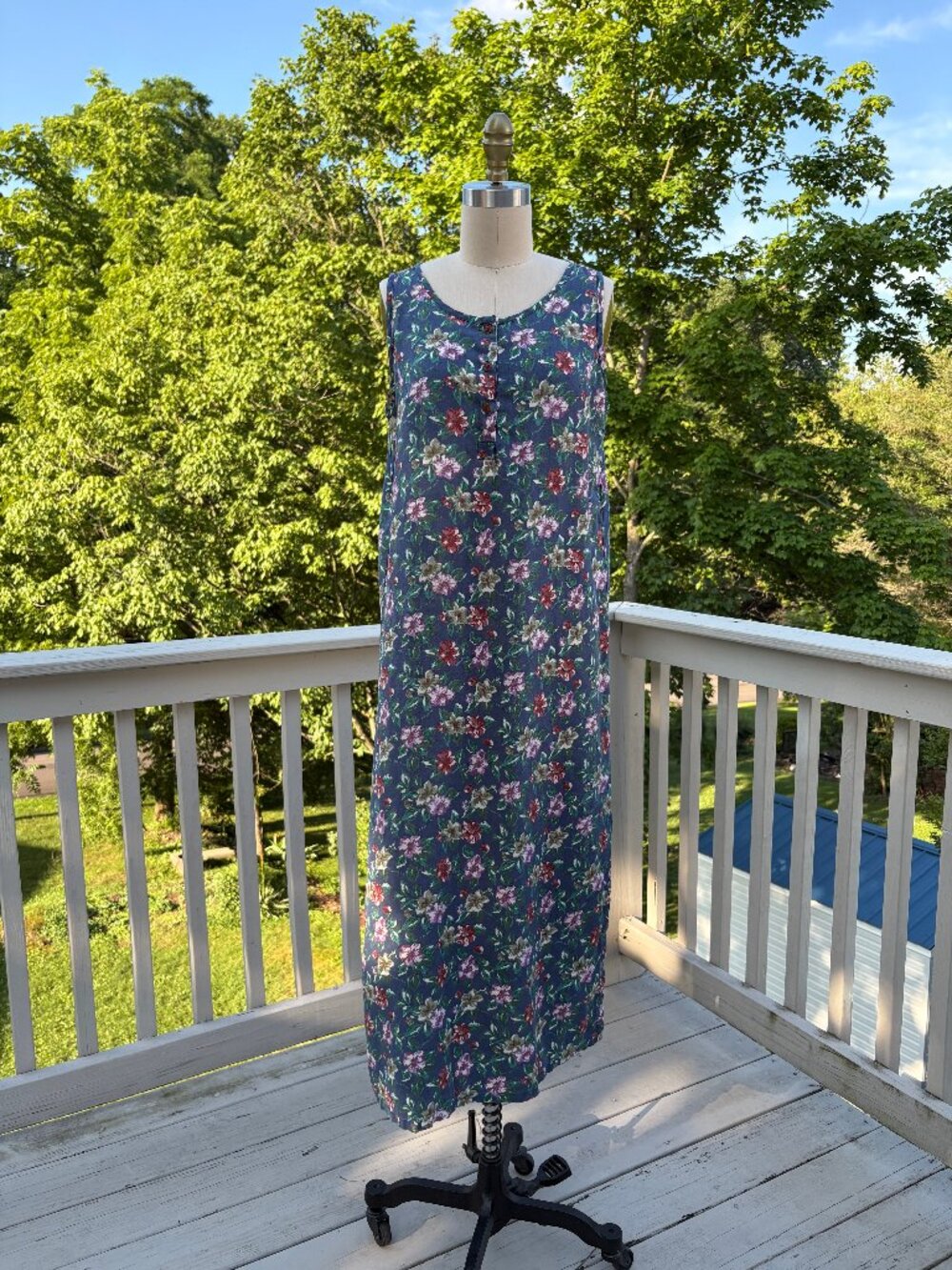 Vintage GAP 100% Linen Maxi Dress Small Floral 90s Y2K Cottagecore Dainty - Picture 3 of 9
